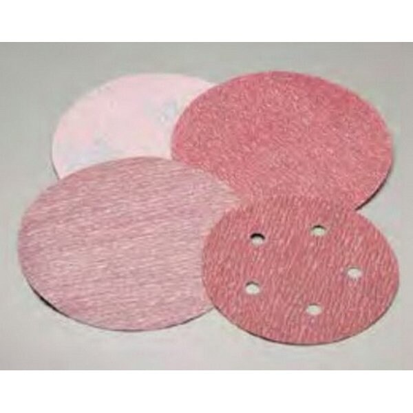 Carborundum Abrasives 3 In. Carbo Premier Red Dri-Lube Grip-On Paper H&L Disc P320 Grit, 50PK - 5539570021