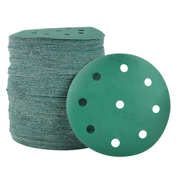 Legit Grit 5 inch Sand paper Disc, 9-Hole, 320 Grit, 100PK - LG5-9320-100