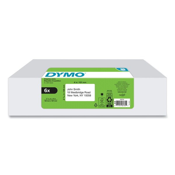 Dymo LW Shipping Labels, 2.31 x 4, White, 300/Roll, PK6 - 2050765