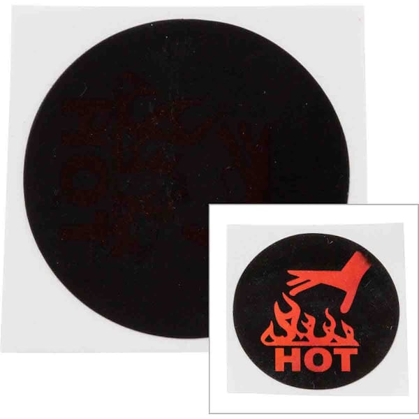 Brady Hot Temperature Indicating Label, 1.46in Dia, Black/Red, 10PK - TIL-12-50C-DIA