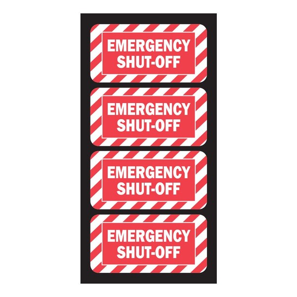 Fuel Stickers Emergency Shut Off Sign small, Emergency Stop Sticker, Machinery, Hvy-Dty, 2''x1'', 20PK - Z-2X1ESO-20PK