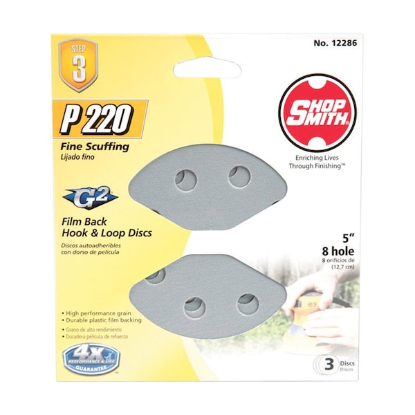 Gator Finishing 2411163 5 in. Film Back Hook & Loop Sandpaper Disc, 220 Grit, 3PK - 1462688