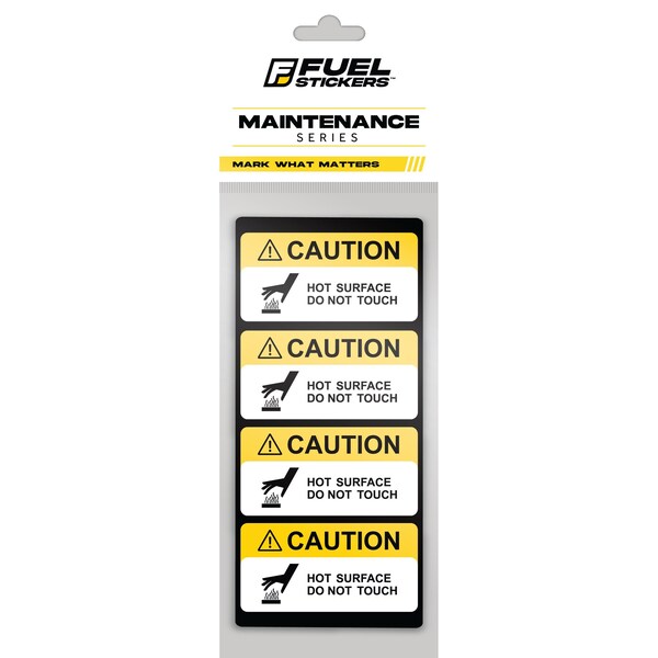 Fuel Stickers Caution - Hot Surface Stickers, Heavy-Duty Labels for Machinery and Equipment, 2in x 1in, 4PK - Z-2X1HOT-4PK