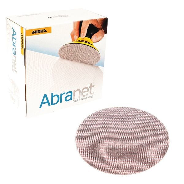 Mirka Mesh Grip, Disc, 8", P180 Grit, PK50, 8" Dia, Thousands of Small Holes, Aluminum Oxide, P180 Grit - 9A-252-180