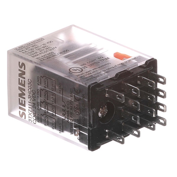 Relevador enchufable Siemens, 24V DC Coil Volts, cuadrado, 14 pines, 4PDT - 3TX7111-3HC03C