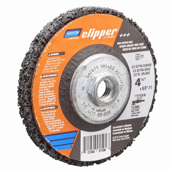 Norton Abrasives Norton Rapid Strip 4-1/2 in. D X 5/8-11 in. Silicon Carbide Clipper Classic Disc 1 each - 70184601594