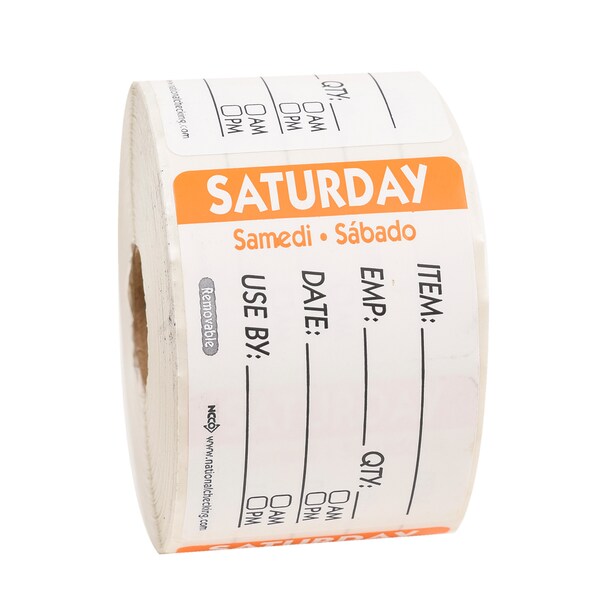 National Checking 2X3 Trilingual Item-Date-Use By Saturday Orange, PK500 - RIDU2306R