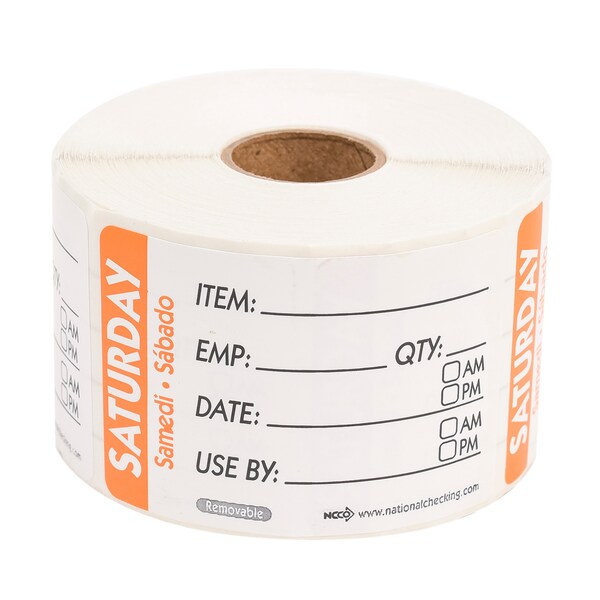 National Checking 2X3 Trilingual Item-Date-Use By Saturday Orange, PK500 - RIDU2306R
