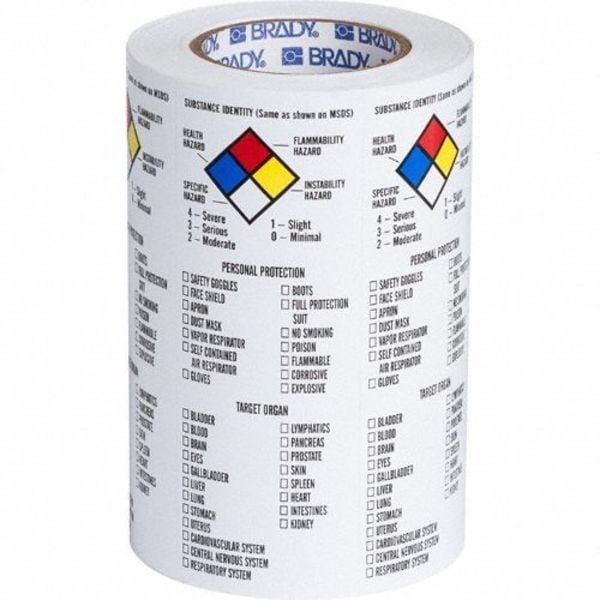 Brady Vinyl NFPA Label, 8"H X 3"W, PK500 - 121162