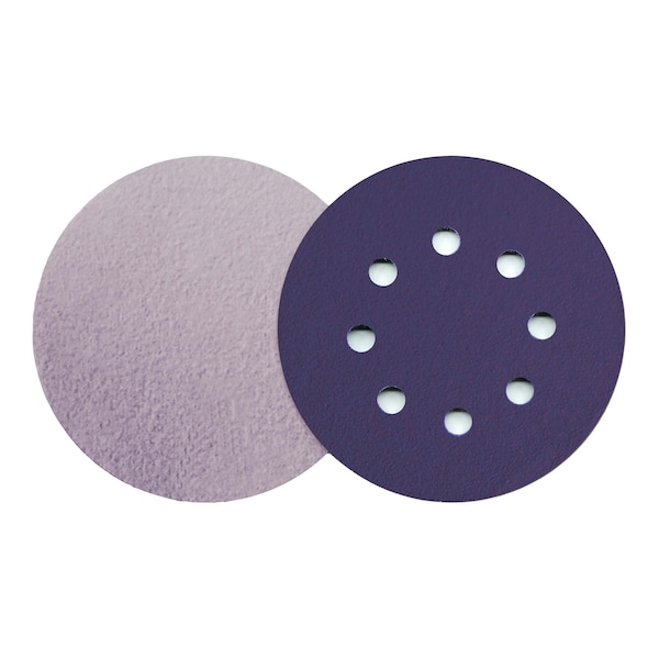 Continental Abrasives 5" 80 Grit Zirconia Purple Film Hook & Loop Disc 8 Hole - SD-50HP8080