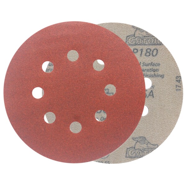 Gator Finishing 5" Red Resin Random Orbit Sander Hook and Loop Discs, 180 Very Fine Grit Prepare - 4348