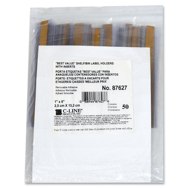 C-Line Products Label Holder, Self Adhesive, 1"L, PK50 - 87627