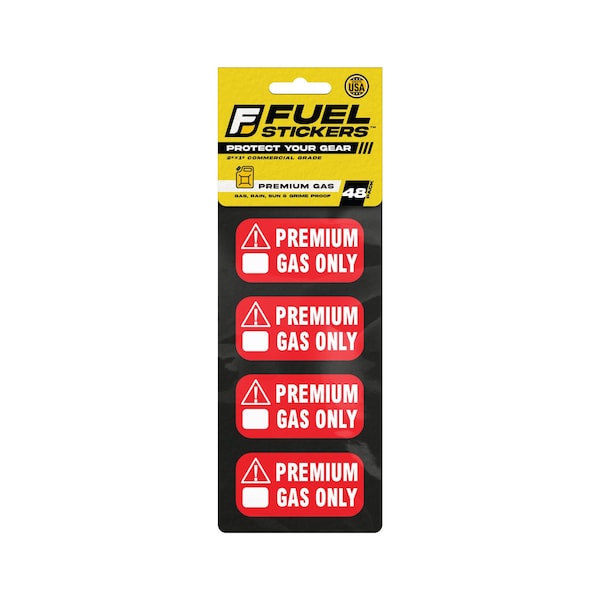 Fuel Stickers Premium Gas Only Sticker, High Octane Warning Label 91, 93 octane: Hvy-Dty, 2''x1'', 48PK - Z-2X1PGO-48PK