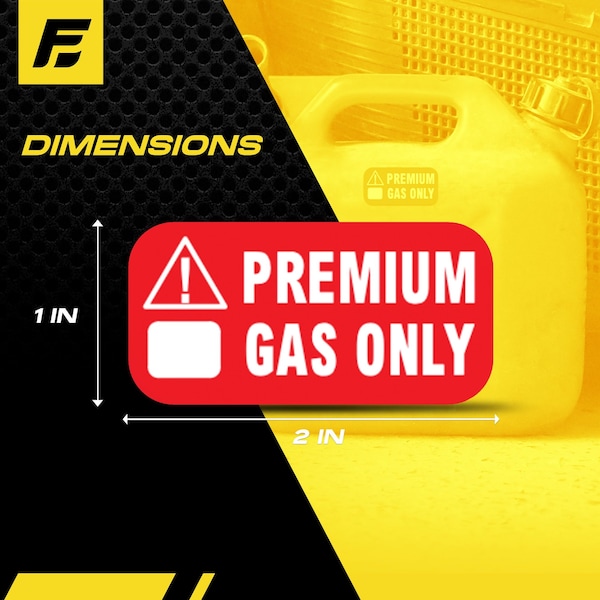 Fuel Stickers Premium Gas Only Sticker, High Octane Warning Label 91, 93 octane: Hvy-Dty, 2''x1'', 48PK - Z-2X1PGO-48PK