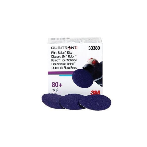 3M 3M Cubitron II Fibre Roloc Disc, 33380, 2 in 50mm, 80+, PK/15, 15PK - 7100033189