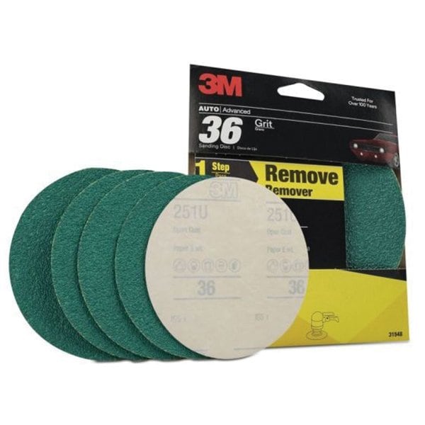 3M 3M Green Corps Sanding Disc w/Stikit Attach, 31548, 36 Grit, 6in Dsc, 5PK - 7010363422