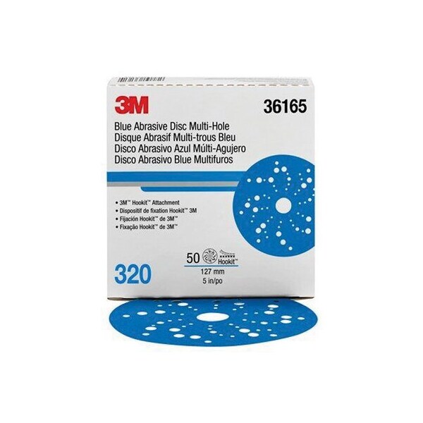 3M 36165, 321U Hook Disc, MH, Blue, 5in, 320, 50PK - 7100215945