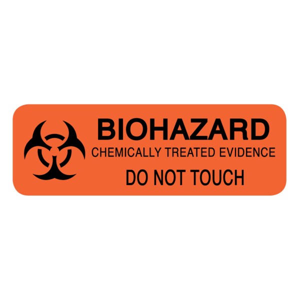 Nevs Label, Biohazard Chemically Treated Evidence Do Not Touch 1" x 3" - LW-0073