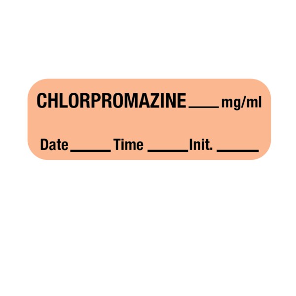 Nevs Label, Chlorpromazine 1/2" x 1-1/2" Salmon w/Black - LANT-2222D