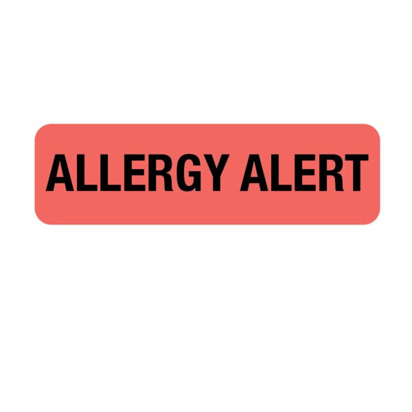 Nevs Allergy Alert 7/8" x 3" Flr Red w/Black - N-12910