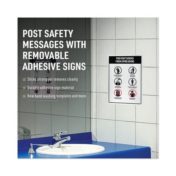 Avery Surface Safe Removable Label Safety Sign, Inkjet/Laser, 5x7, Wht, PK30 - 61511