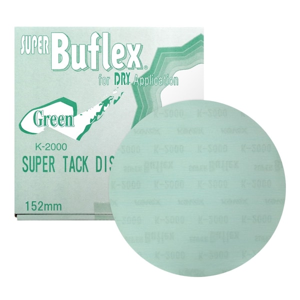 Eagle Abrasives Super Buflex, 6 in Disc 2000 Grit, Green, Dry, Hook and Loop, No Holes5, 25PK - 193-1505