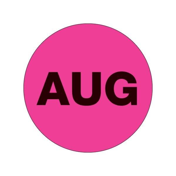 Bsc Preferred 2'' Circle - ''AUG'' Fluorescent Pink Months of the Year Labels - BUY00019812