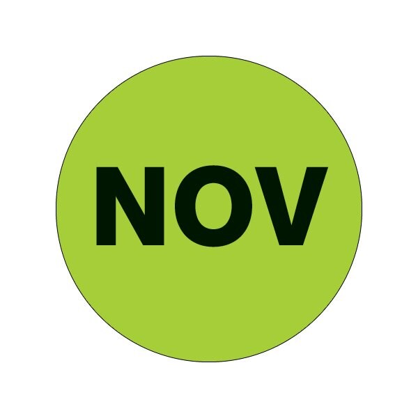 Bsc Preferred 1'' Circle - ''NOV'' Fluorescent Green Months of the Year Labels - BUY00016085