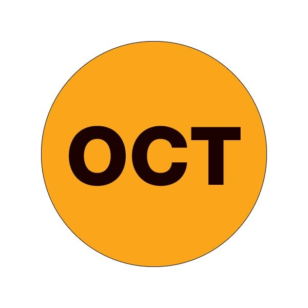 Bsc Preferred 2'' Circle - ''OCT'' Fluorescent Orange Months of the Year Labels - BUY00019833
