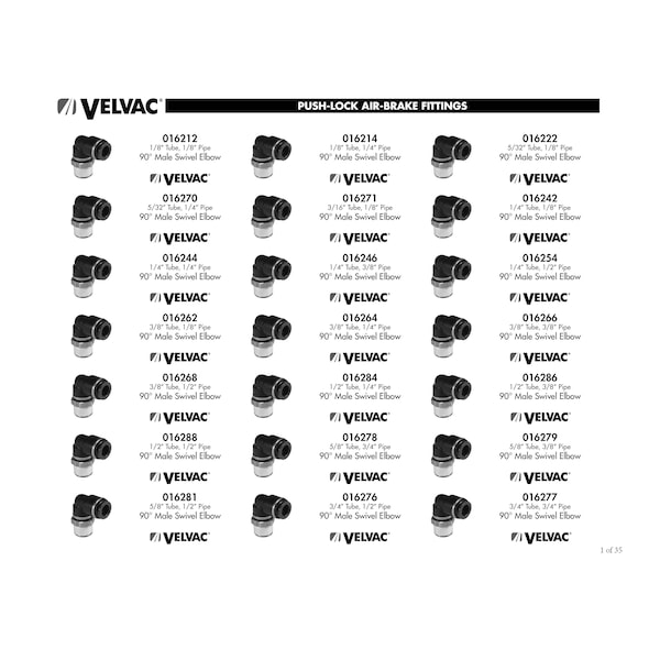 Velvac Bin Labels, Fittings Disp-35 Pgs/Lbl - 409904