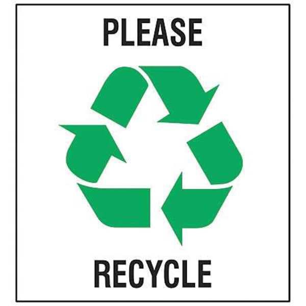 Brady Recycling Label, Vinyl, 5 In. W, PK5, 20640FLS - 20640FLS