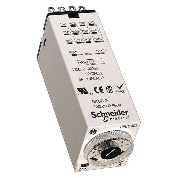 Relevador de retardo de tiempo Schneider Electric, 120VAC, 3A, 4PDT, 0.1 seg. - TDR782XDXA-110A