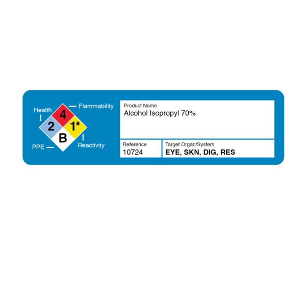 Nevs Label, Alcohol Isopropyl 70% 1" x 3-1/2" White w/ 4 C.P. - VW-0121