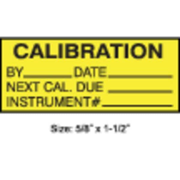 Stranco Calibration Label, ENG, Black/Yellow, PK350, TCF-22135 - TCF-22135