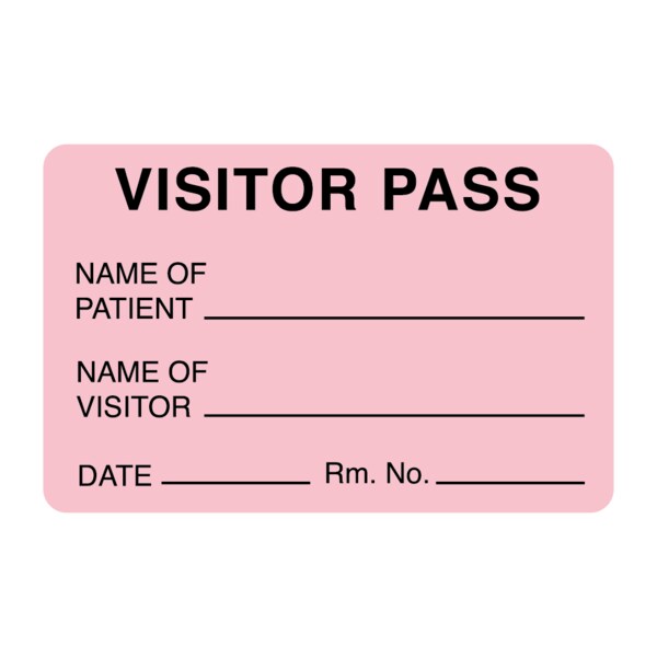 Nevs Visitor Pass - Name Of Patient/Visitor 1-15/16" x 3" - VP-PINK