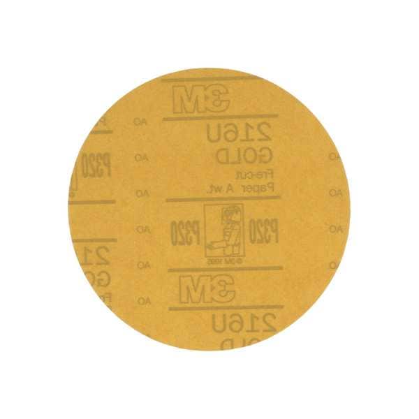 3M Hook-and-Loop Sanding Disc, 6" Dia, Non-Vacuum, Aluminum Oxide, P320 Grit, Coated Type, 216U - 60455031405