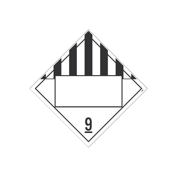 Nmc Dot Placard Sign, 9 Dangerous Goods, Blank, Pk50, Material: Pressure Sensitive Removable Vinyl .0045 - DL67BPR50