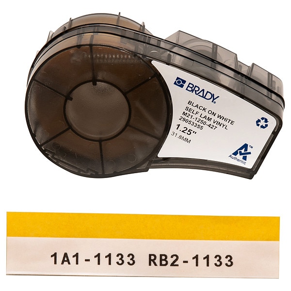Brady Label Tape Cartridge, Black on White, Labels/Roll: Continuous - M21-1250-427
