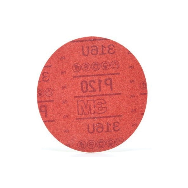 3M 3M Red Abrasive Hookit Disc, 01224, 6 in, P120, 50 discs per box, 50PK - 7000119787
