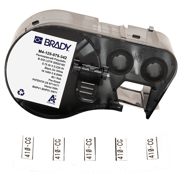 Brady Wire and Cable Label, White, Matte Finish - M4-125-075-342