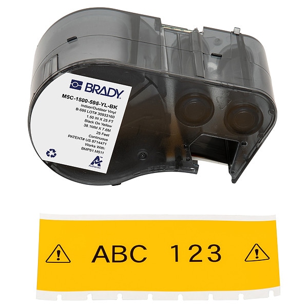 Brady Continuous Label Cartridge, Yellow, Gloss - M5C-1500-595-YL-BK