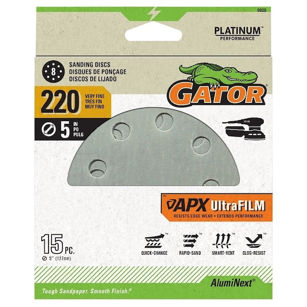 Gator DISC SANDING 8H H&L 220GRT 5IN - 9026