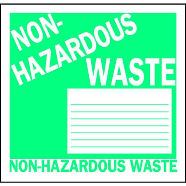Brady Non Hazardous Waste Label, 6 In. H, PK50 - 121159