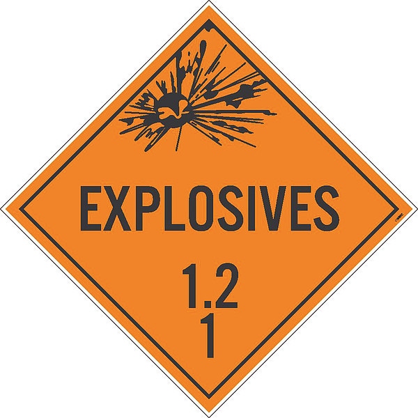 Nmc Explosives 1.2 1 Dot Placard Sign, Pk25, Material: Adhesive Backed Vinyl - DL131P25
