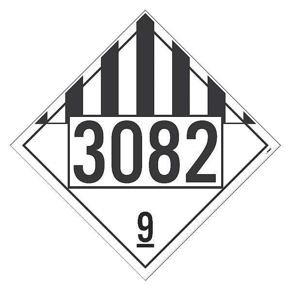 Nmc Dot Placard Sign, 3082 9, Misc Goods, Pk50, Material: Unrippable Vinyl - DL149BUV50