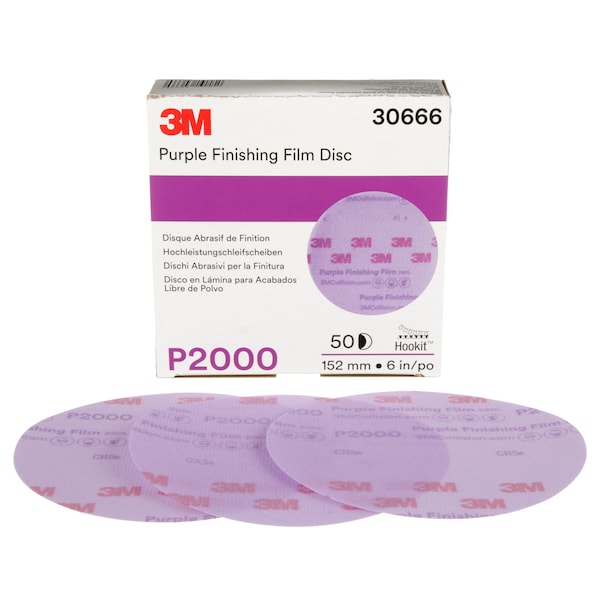 3M Film Disc, 6" Dia, Non-Vacuum, Silicon Carbide, P2000 Grit - 60455098164