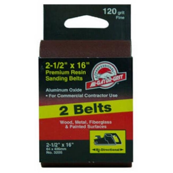 Gator Finishing Ali Industries 3205 2.5 x 16 in. Bi-Directional Sanding Belt; 2 Pack - 646933