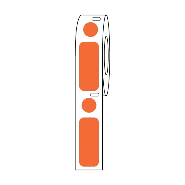 Globe Scientific Label/Dot Combo Roll, Cryo, Direct Thermal, 33x13mm & 9.5mm Dot, for 2.0mL Tubes, Red, 500PK - LTC-33X13-95R