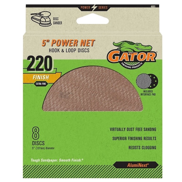 Gator 4805 Power Net Disc, 5 in Dia, 220 Grit, Extra Fine - 4805GA