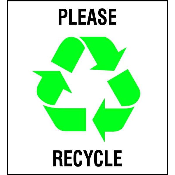 Brady Recycling Label, Vinyl, 5 In. W, PK5, 20642FLS - 20642FLS